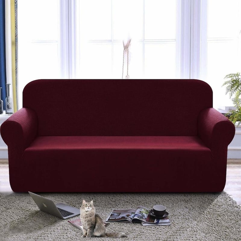 Enova Home High Stretch Loveseat Cover 1 Piece Couch Covers, Lounge Covers for 2 Cushion Couch - N/A