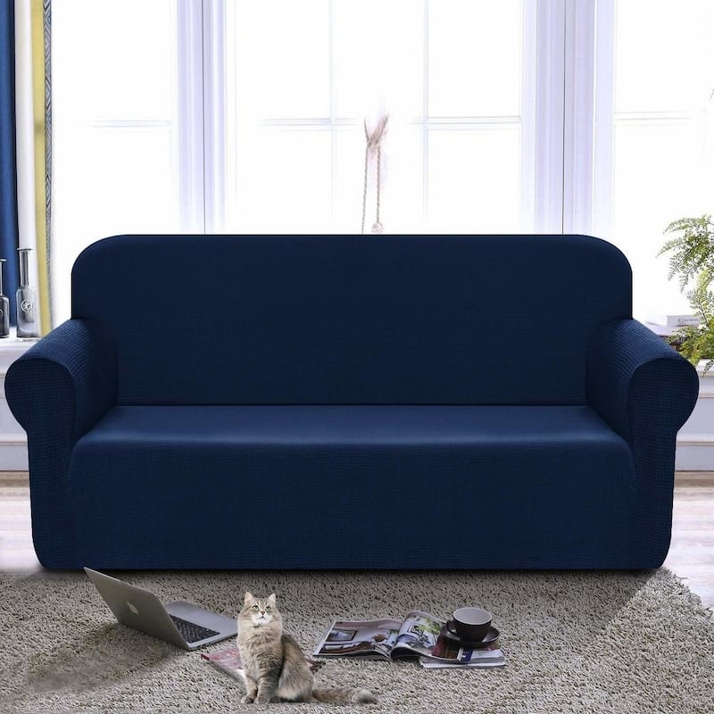 Enova Home High Stretch Loveseat Cover 1 Piece Couch Covers, Lounge Covers for 2 Cushion Couch - N/A