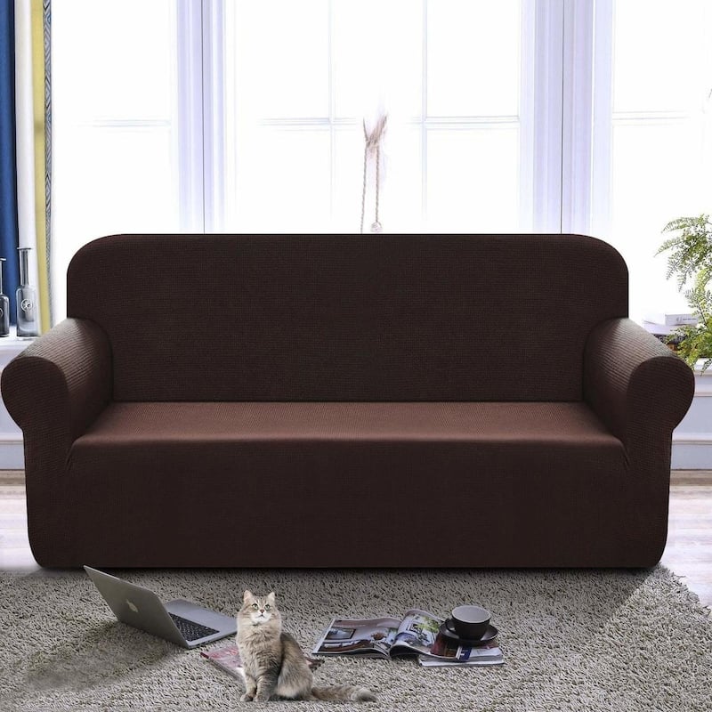 Enova Home High Stretch Loveseat Cover 1 Piece Couch Covers, Lounge Covers for 2 Cushion Couch - N/A