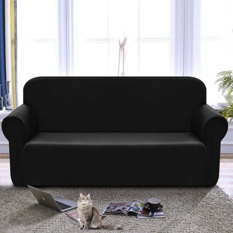 Enova Home High Stretch Loveseat Cover 1 Piece Couch Covers, Lounge Covers for 2 Cushion Couch - N/A