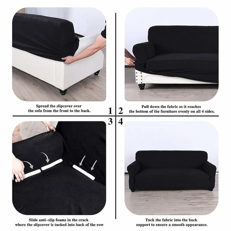 Enova Home High Stretch Loveseat Cover 1 Piece Couch Covers, Lounge Covers for 2 Cushion Couch - N/A
