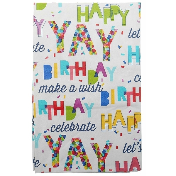 Vinyl Happy Birthday Flannel Back Oblong Tablecoth 52" x 90"