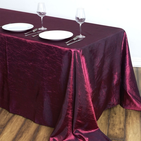 Crinkle Taffeta Rectangle Tablecloth 90" x 132" Burgundy