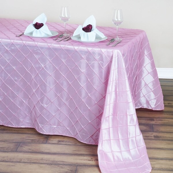Pintuck Rectangle Tablecloth 90" x 132" Pink