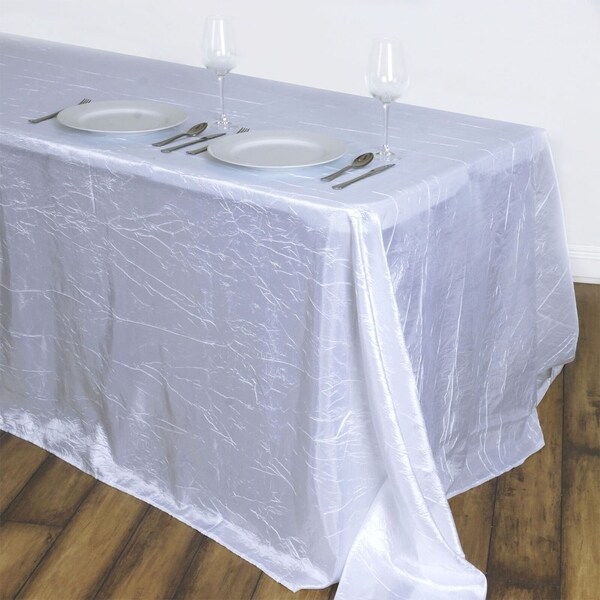 Crinkle Taffeta Rectangle Tablecloth 90" x 132" White