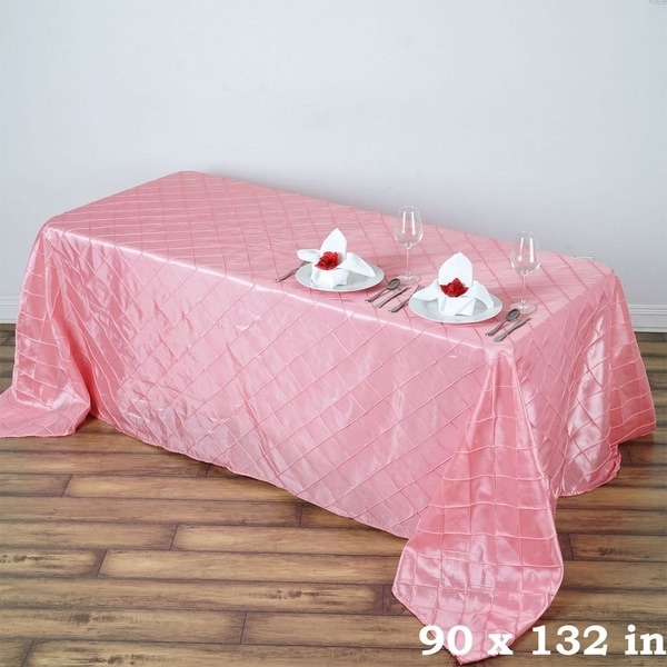 Pintuck Rectangle Tablecloth 90" x 132" Rose Quartz