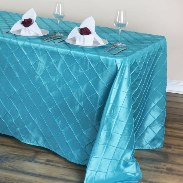 Pintuck Rectangle Tablecloth 90" x 132" Turquoise