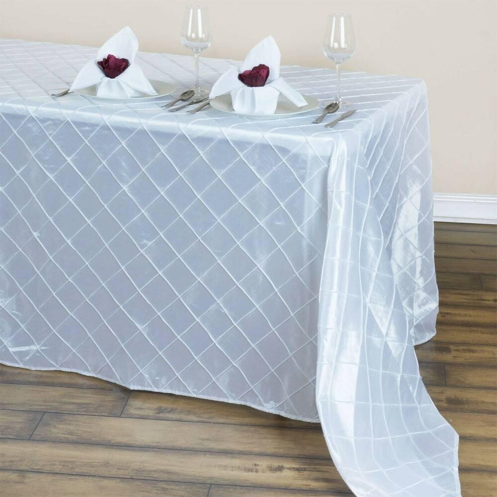 Pintuck Rectangle Tablecloth 90" x 132" White