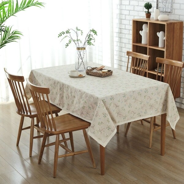 Cotton and Linen Green Grass Tablecloth 54" x 80"