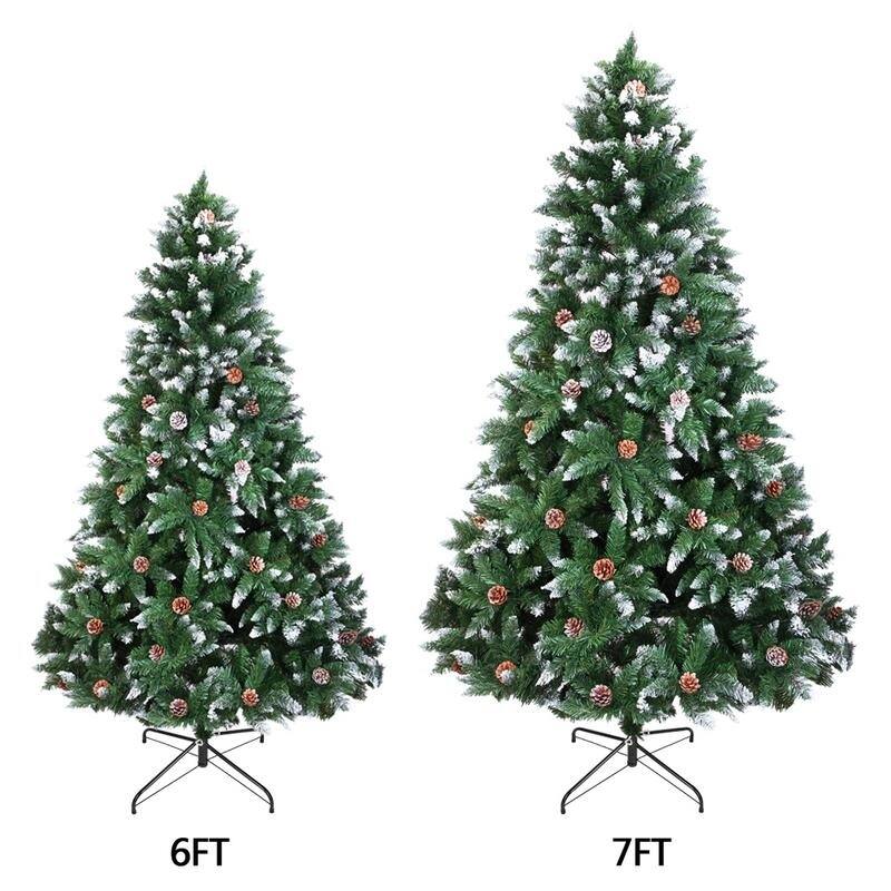 Flocked Unlit Faux Christmas Tree w/ Pine Cone Accents