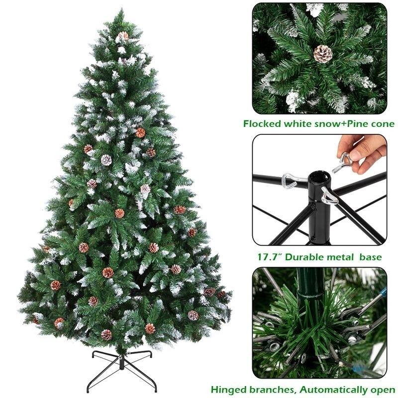 Flocked Unlit Faux Christmas Tree w/ Pine Cone Accents