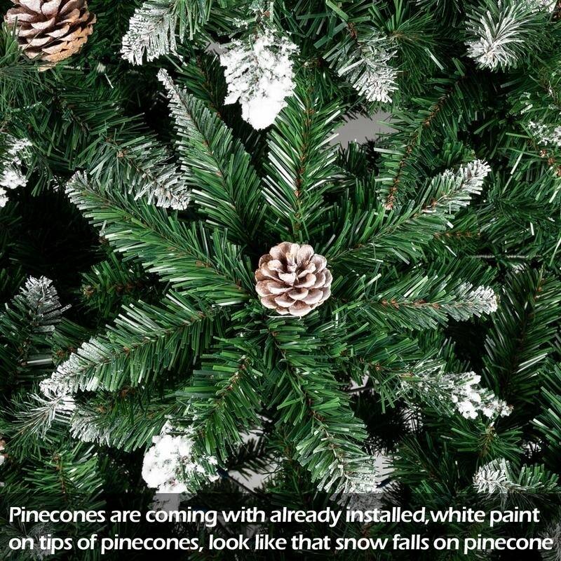 Flocked Unlit Faux Christmas Tree w/ Pine Cone Accents
