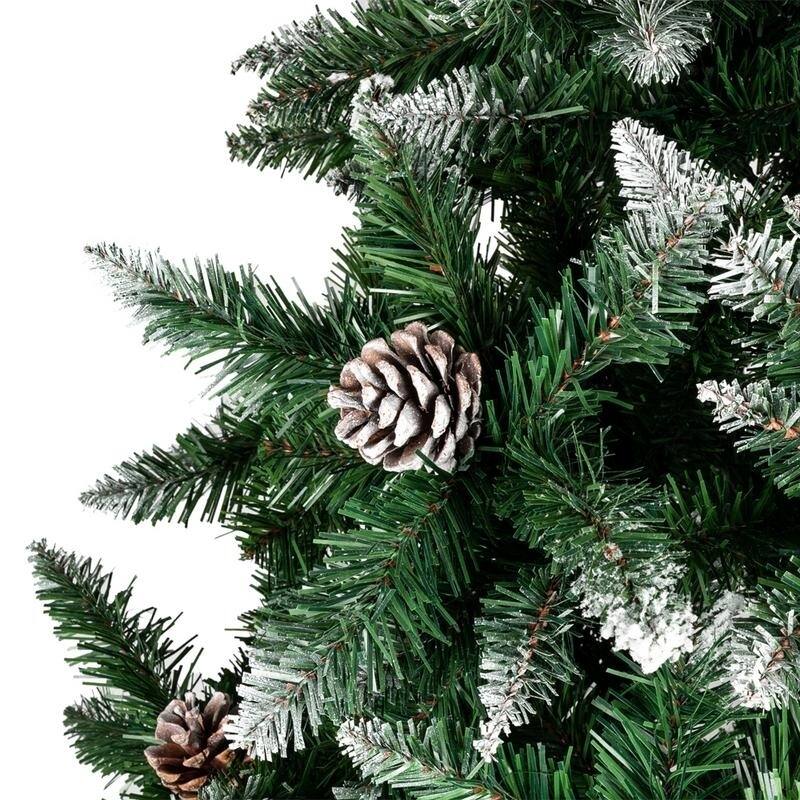 Flocked Unlit Faux Christmas Tree w/ Pine Cone Accents