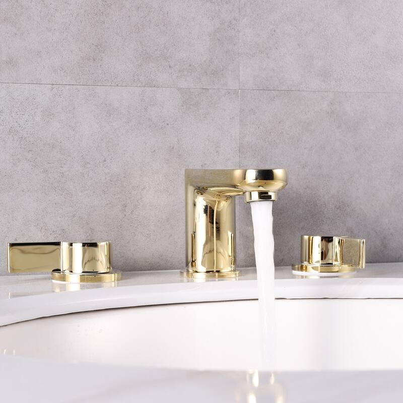 Eviva Curvy 2 Handles (3 Holes) Gold Coated Bathroom Sink Faucet