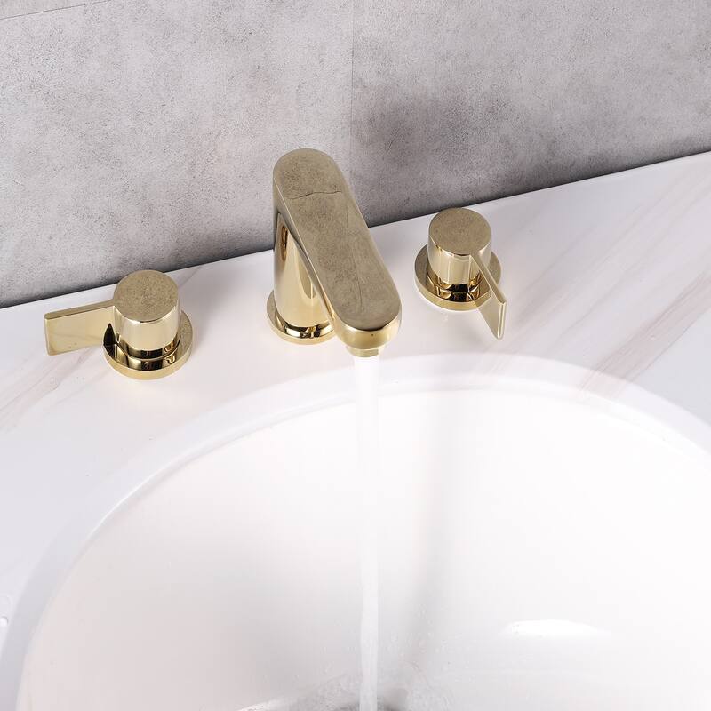 Eviva Curvy 2 Handles (3 Holes) Gold Coated Bathroom Sink Faucet