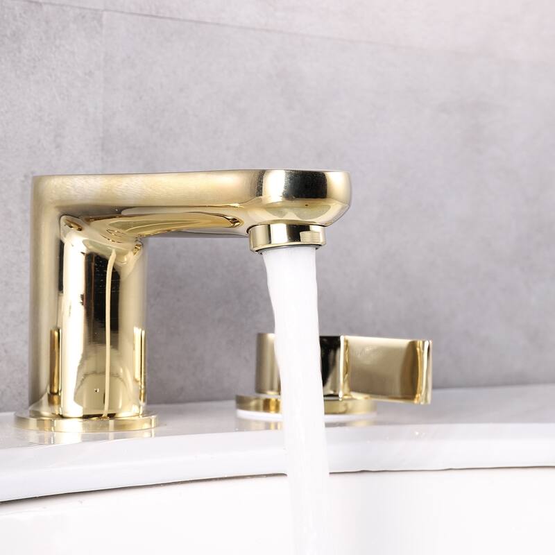 Eviva Curvy 2 Handles (3 Holes) Gold Coated Bathroom Sink Faucet