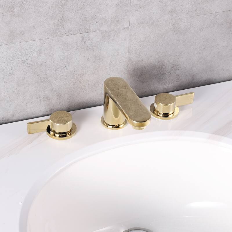 Eviva Curvy 2 Handles (3 Holes) Gold Coated Bathroom Sink Faucet