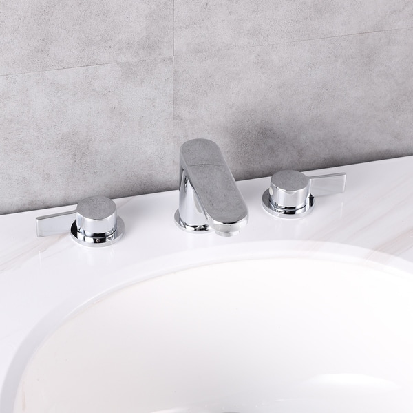 slide 2 of 5, Eviva Curvy 2 Handles (3 Holes) Chrome Bathroom Sink Faucet