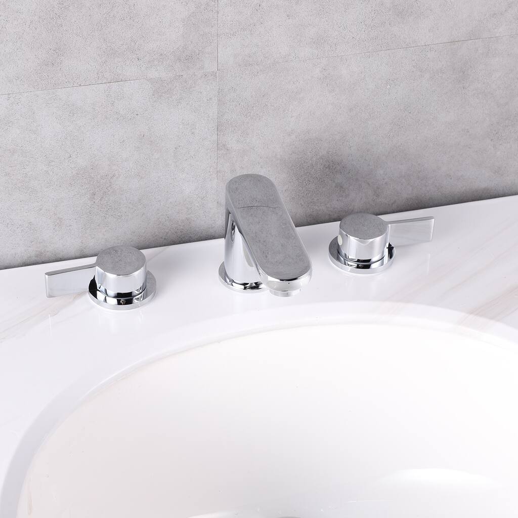 Eviva Curvy 2 Handles (3 Holes) Chrome Bathroom Sink Faucet