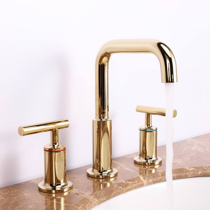 Eviva Purist 2 Handles (3 Holes) Gold Coated Bathroom Sink Faucet