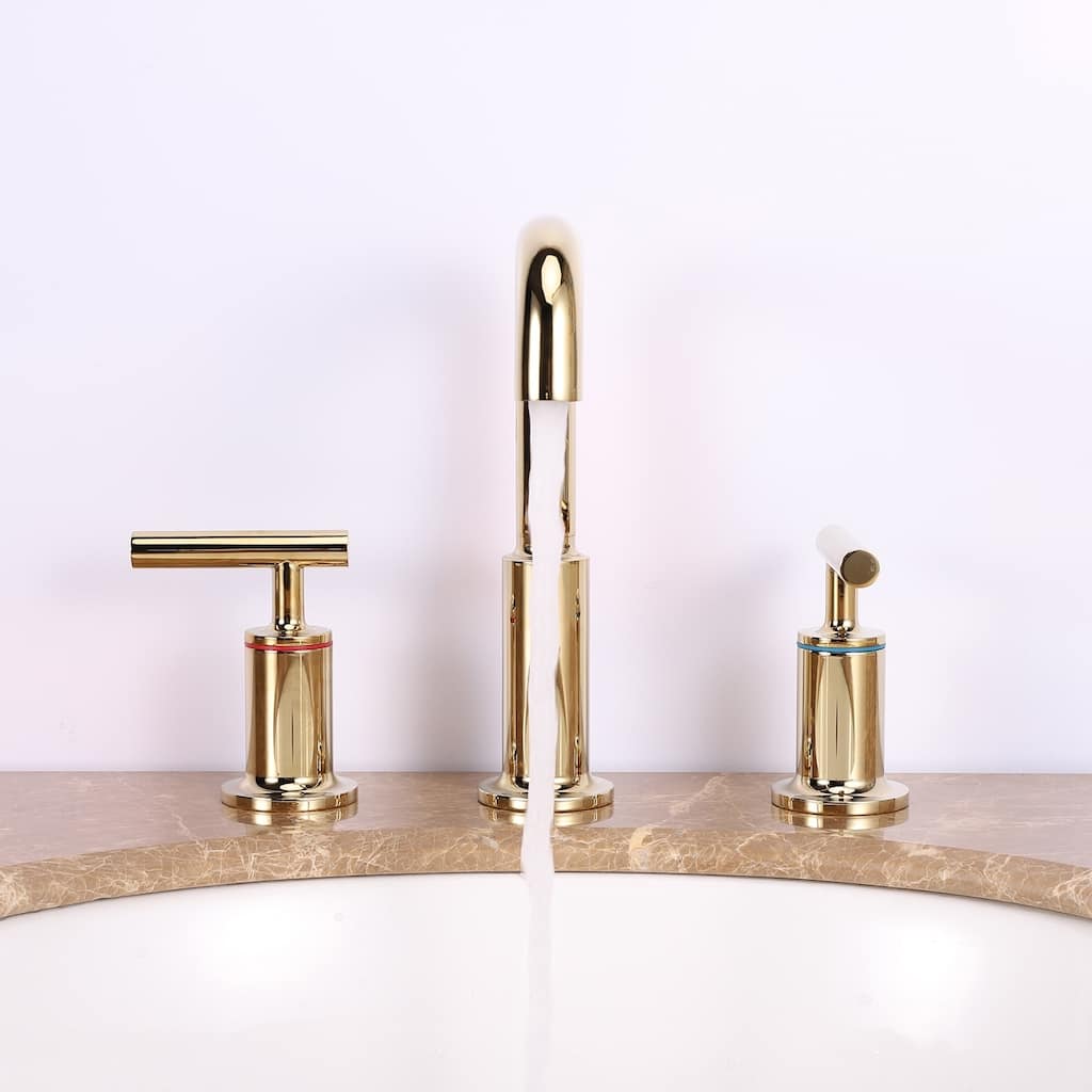 Eviva Purist 2 Handles (3 Holes) Gold Coated Bathroom Sink Faucet