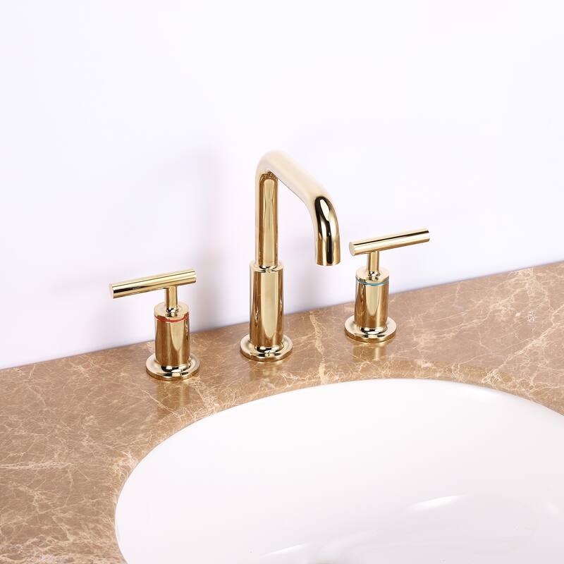 Eviva Purist 2 Handles (3 Holes) Gold Coated Bathroom Sink Faucet