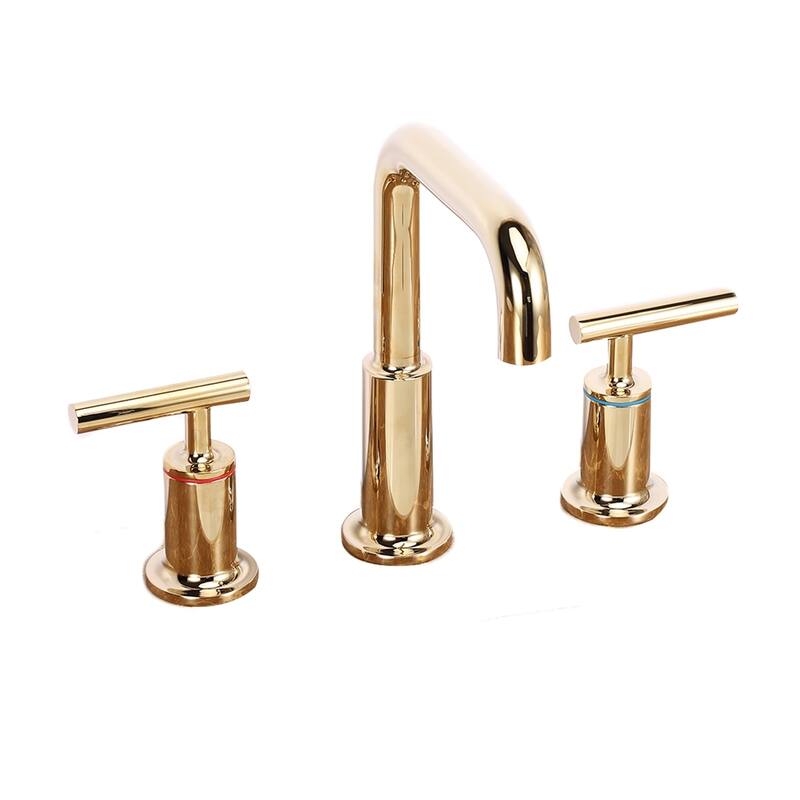 Eviva Purist 2 Handles (3 Holes) Gold Coated Bathroom Sink Faucet