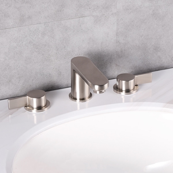 Eviva Curvy 2 Handles 3 Holes Brushed Nickel Bathroom Sink Faucet Overstock 29861475