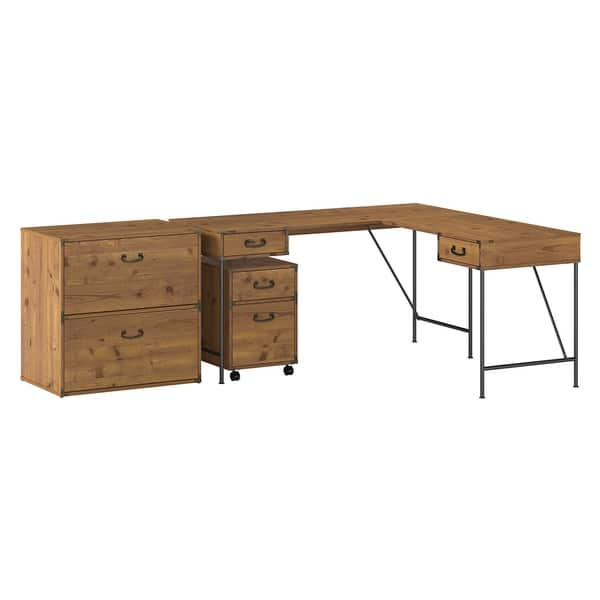 Shop Ironworks 60w L Shaped Desk With File Cabinets By Kathy