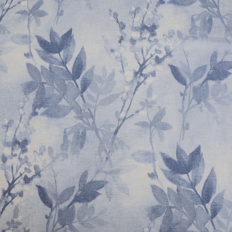 No. 918 Hilary Watercolor Floral Linen Blend Semi-Sheer Rod Pocket Curtain Panel, Single Panel