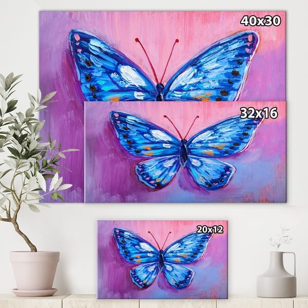 Shop Designart Oil Painting Of Blue Butterfly Cottage Canvas