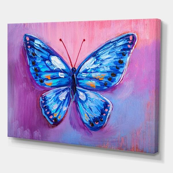 Shop Designart Oil Painting Of Blue Butterfly Cottage Canvas