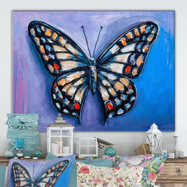 Designart 'Oil painting , beautiful butterfly' Cottage Canvas Wall Art
