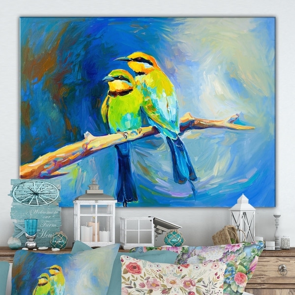 Designart 'Blue tailed bee eaters' Cottage Canvas Wall Art