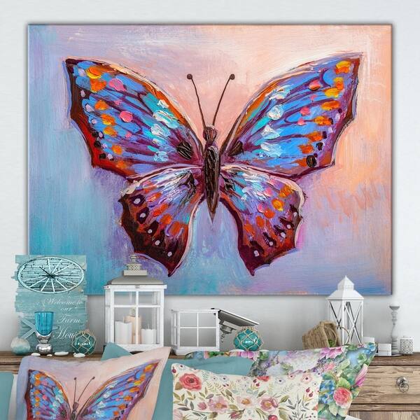 Shop Designart Oil Painting Beautiful Butterfly Cottage Canvas