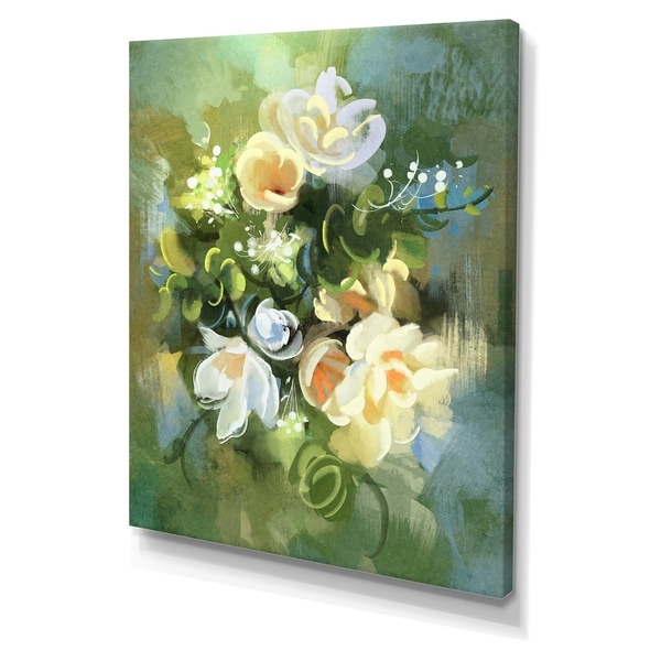 Designart 'Digital painting of colorful abstract flowers' Cottage Canvas Wall Art