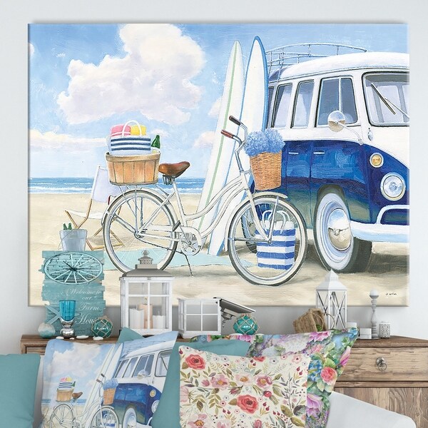 Designart 'RW Beach Time I' Cottage Canvas Wall Art