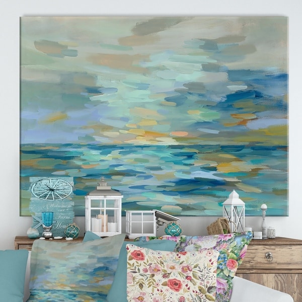 Porch & Den 'Pastel Blue Sea' Cottage Canvas Wall Art
