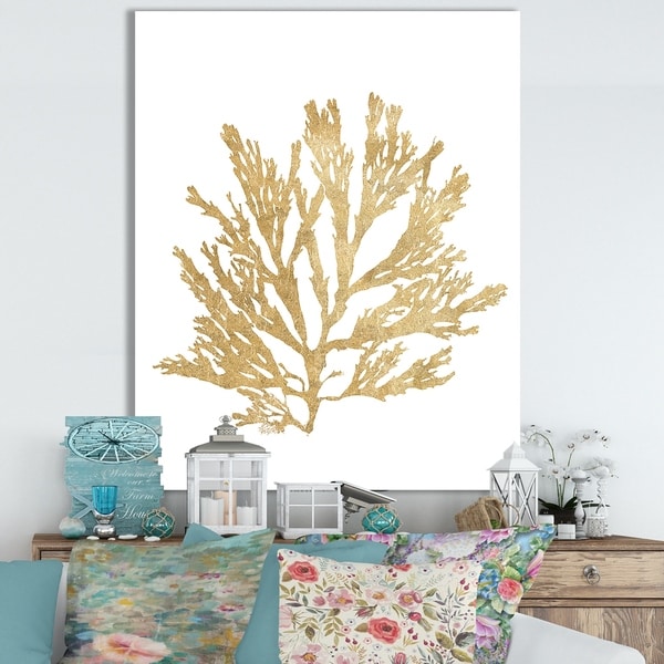 Designart 'Pacific Sea Mosses I Gold' Cottage Canvas Wall Art