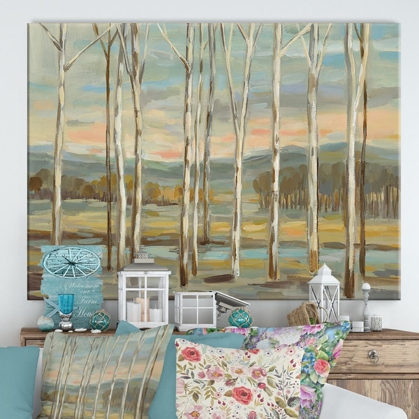 Designart ' Silver Forest' Cottage Canvas Wall Art