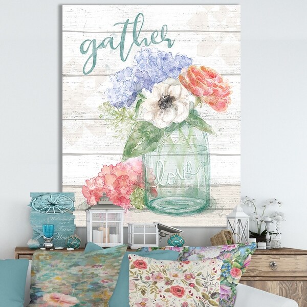 Designart 'WA Pastel Flower Market III' Cottage Canvas Wall Art