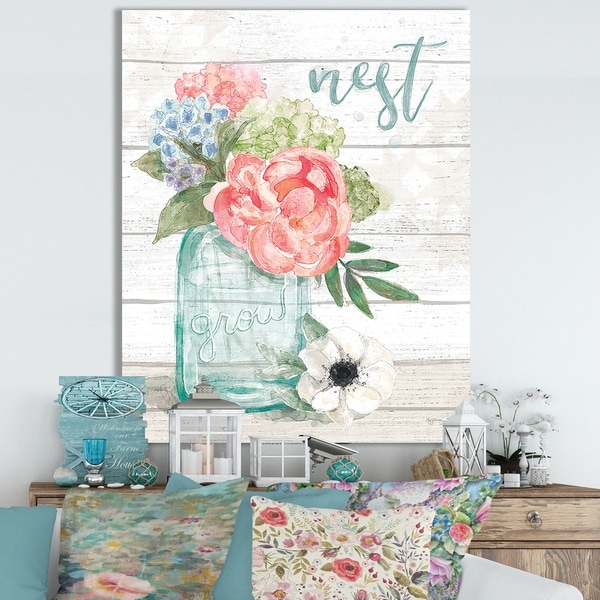 Designart 'WA Pastel Flower Market II' Cottage Canvas Wall Art