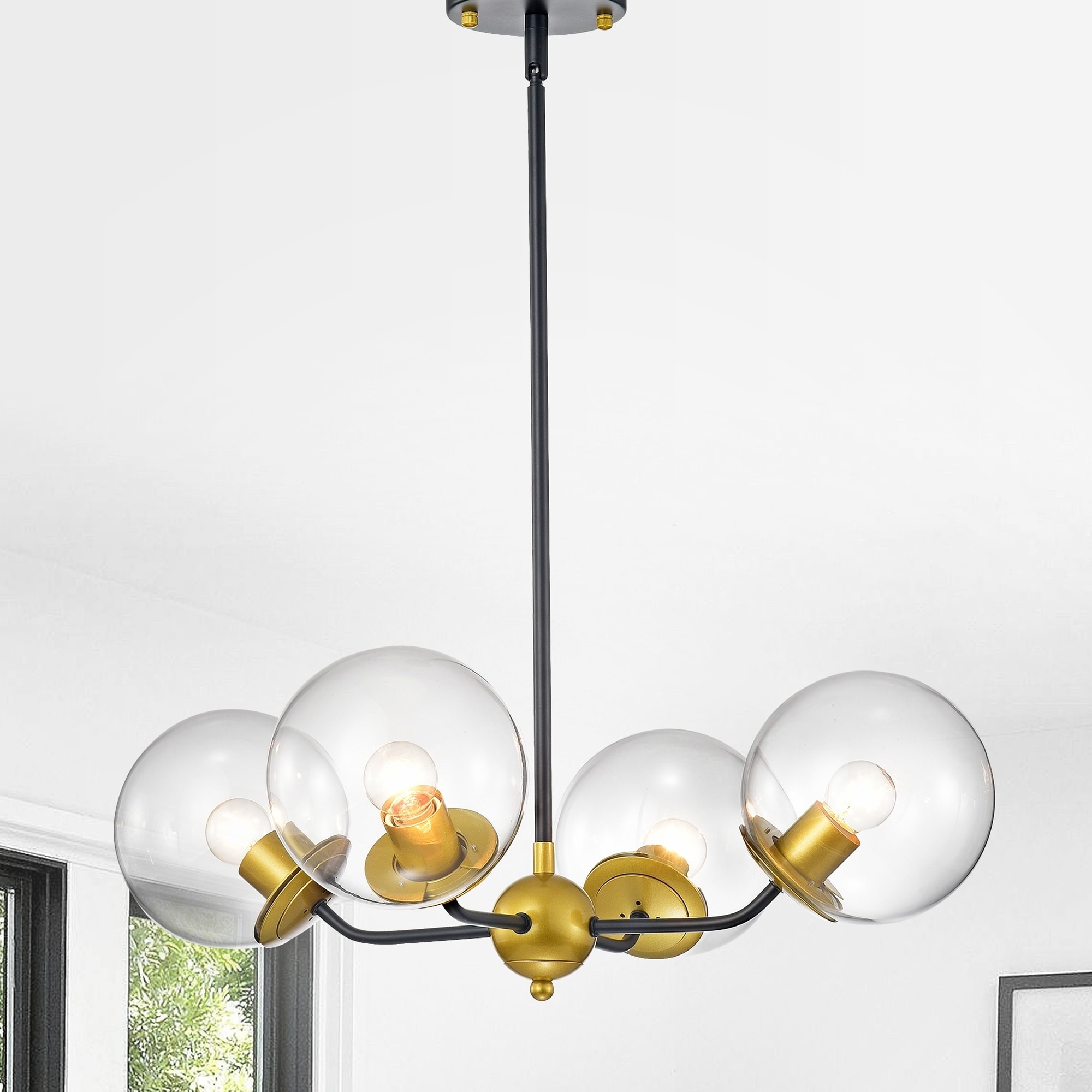 Warehouse of Tiffany Yfraden 4-Light Black and Gold Metal Chandelier