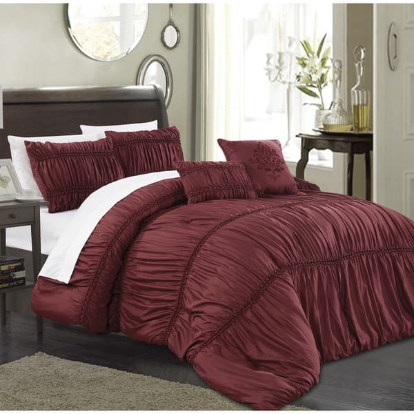 Shop Gracewood Hollow Zamenka 5 Piece Solid Smocked Comforter Set