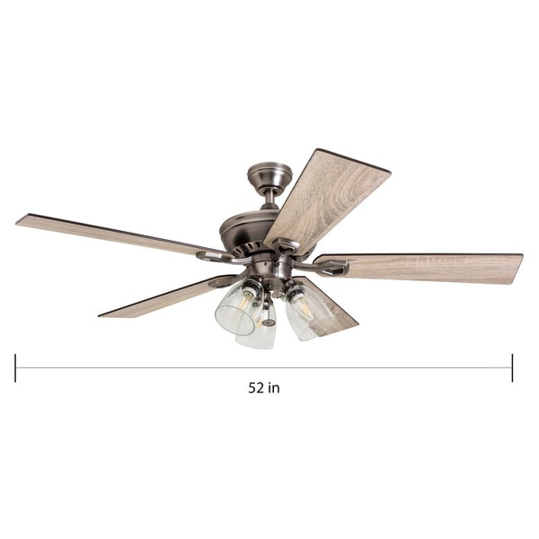 The Gray Barn Grumio Antique Pewter 52-inch Ceiling Fan with 5 Barnwood Blades