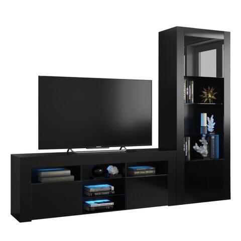 Milano Set 145-BK Modern Wall Unit Entertainment Center