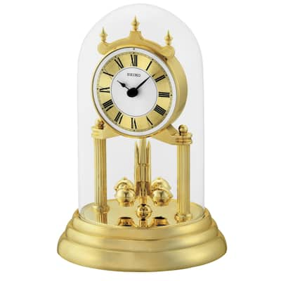 Seiko 9" Anniversary Clock with Glass Dome & Rotating Pendulum