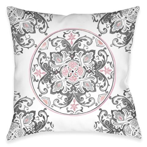Pink Floral Medallion Outdoor Pillow