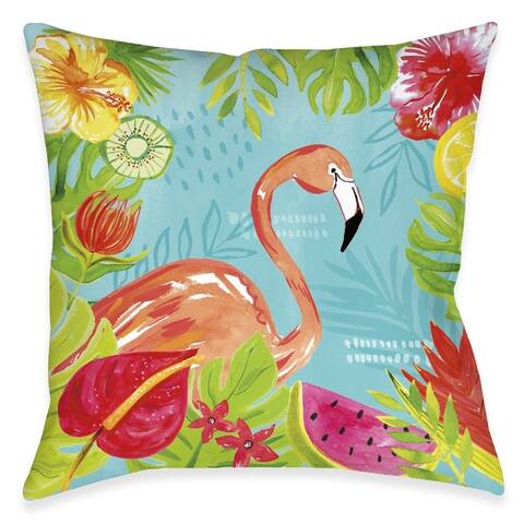 Tutti Fruity Flamingo Outdoor Pillow