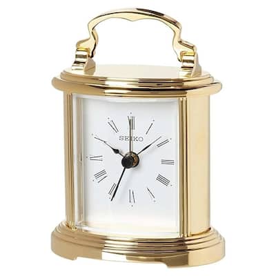 Seiko 4" Carriage Clock with Metal Handle & Alarm